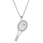 HIPEE Trendy Zinc Alloy Shiny Crystal Tennis Racket Pendant Necklace for Women Girls Sports Series Charm Necklaces Party Jewelry