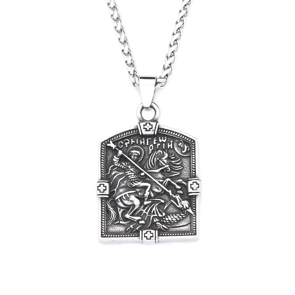 Horse Steel Pendant Vintage Stgeorge Warrior Shield