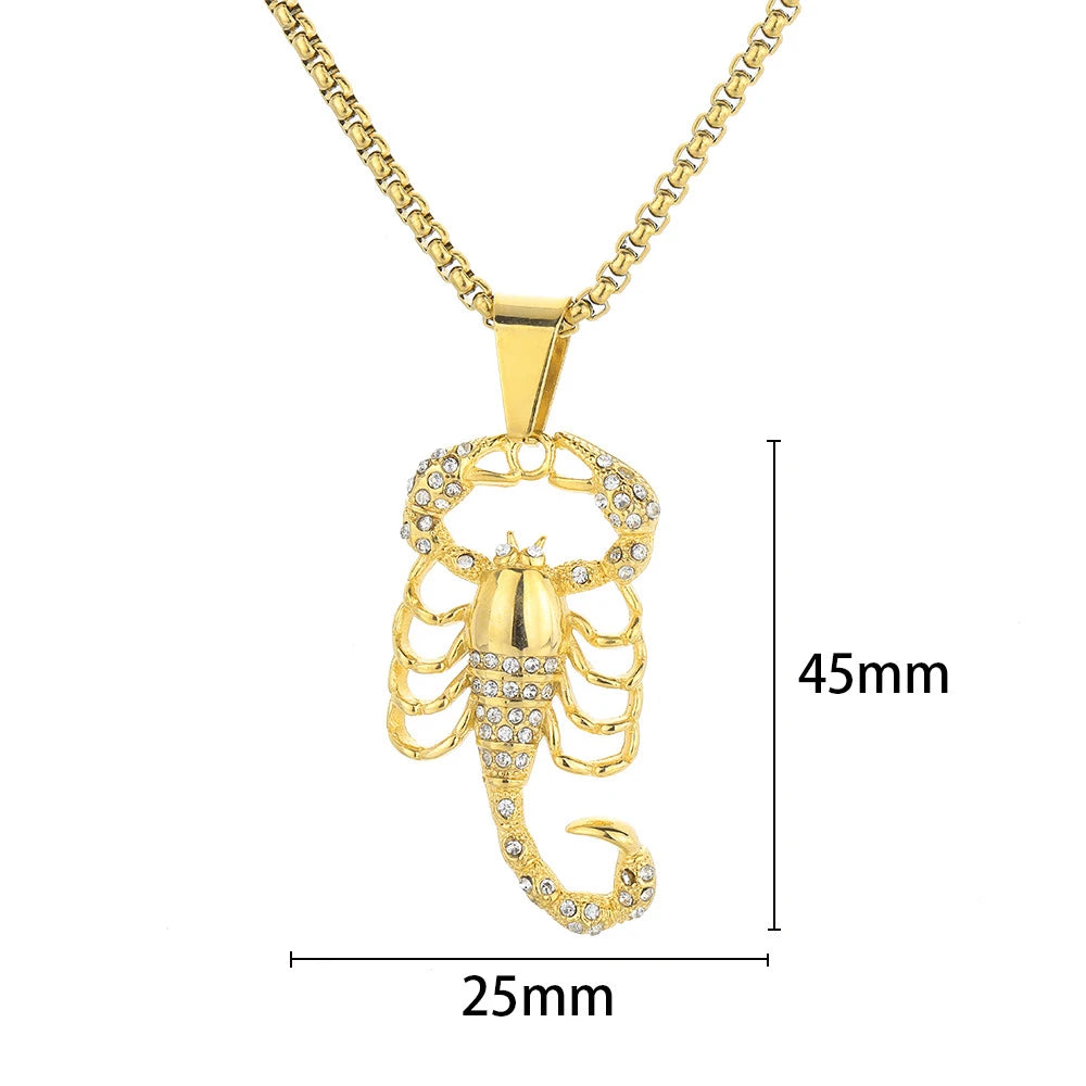 Iced Out Scorpion Pendant Necklace — Gold