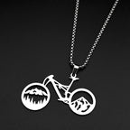 Mountain Bike Pendant Necklace — Stainless Steel