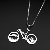 Mountain Bike Pendant Necklace — Stainless Steel