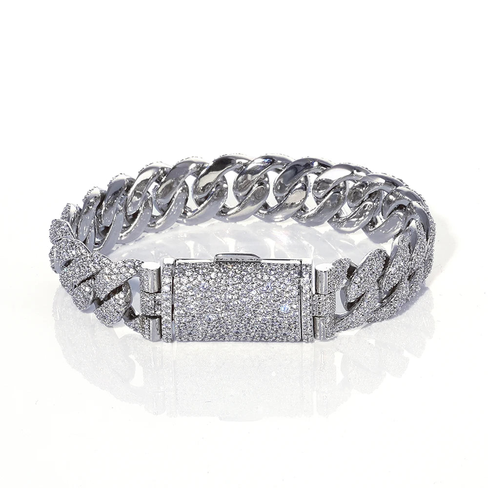 Iced Out Cuban Bracelet Stainless Steel 14MM