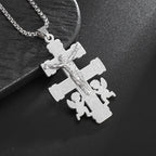Templar Cross Round Medal Pendant Necklace — Stainless Steel