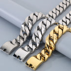 Men's Necklaces Heavy Polished Brushed Stainless Steel 31MM Width Curb Cuban Link Chain HipHop On Neck Chains Bracelet