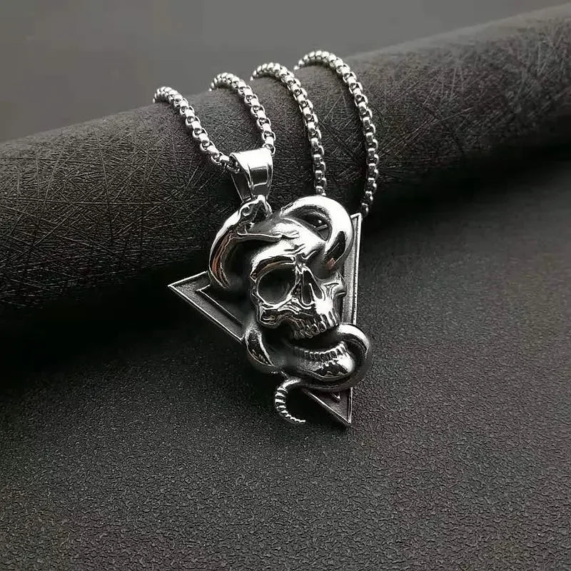 Snake Demon Skull Pendant Necklace — Gothic Vintage