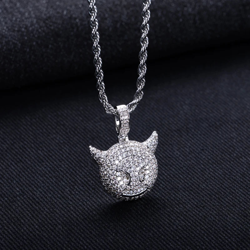 Iced Out Demon Pendant — 14K Gold