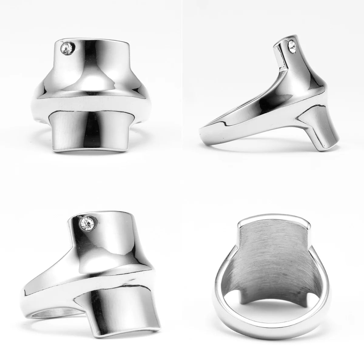 Shield Gemstone Ring — Stainless Steel