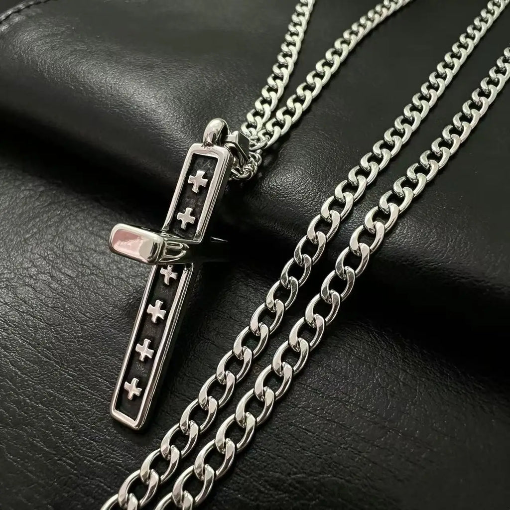 Seal Cross Stainless Steel Pendant Necklace