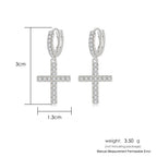 Iced Out Ankh Dangle Hoop Earrings CZ