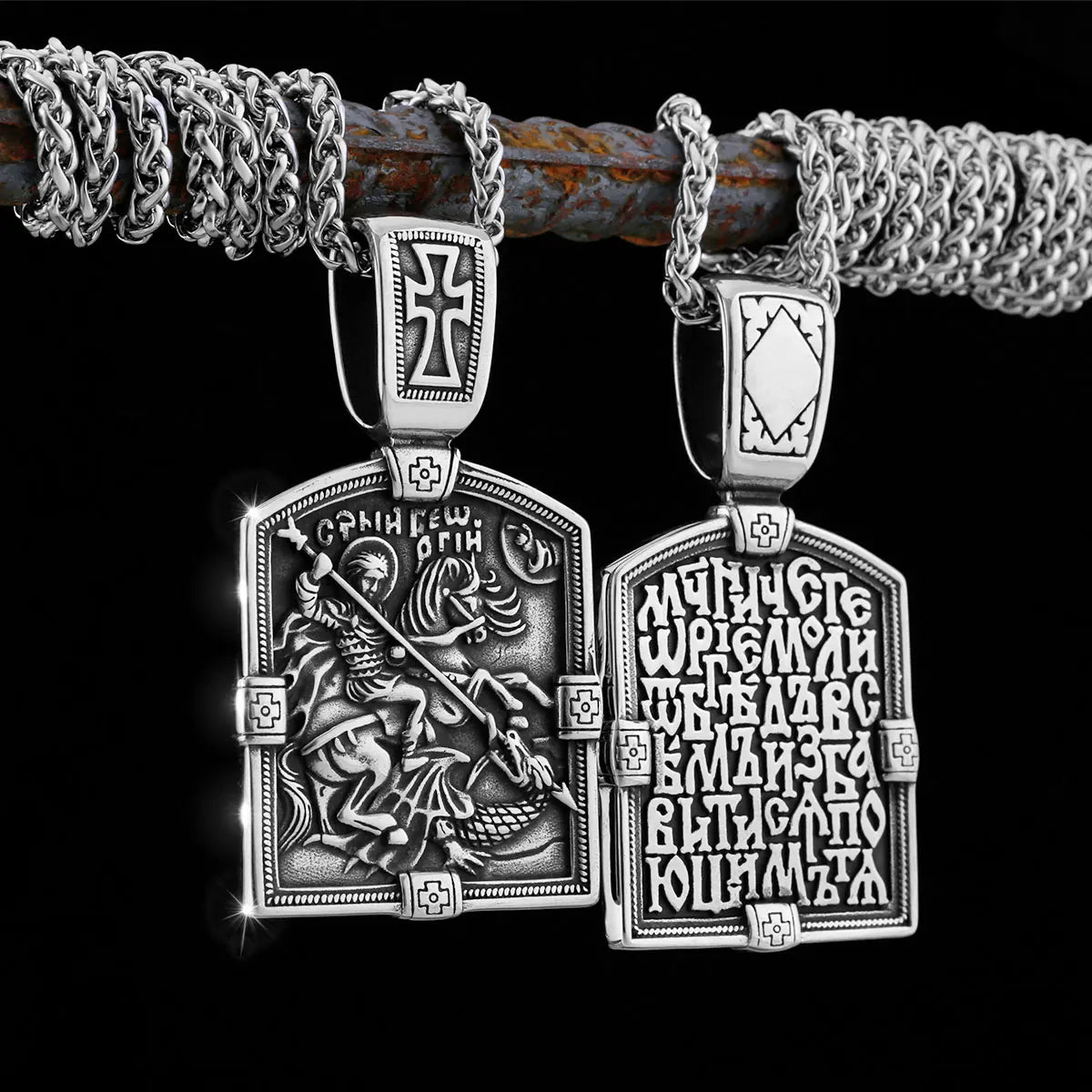 Men's Stainless Steel Vintage Viking Necklace Religious Belief Jesus Odin Valknut Fashion Pendant Warrior Shield Amulet Jewelry