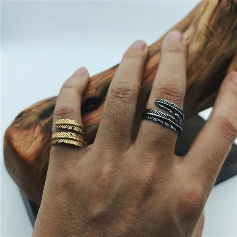 Feather Ring Adjustable for Men & Women — Stainless Steel