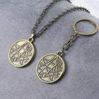 Fantasy Cthulhu Myth Metal Keychain Necronomicon Pendant Magic circle Keyring For Anime Fans Cosplay Props Jewelry Gifts