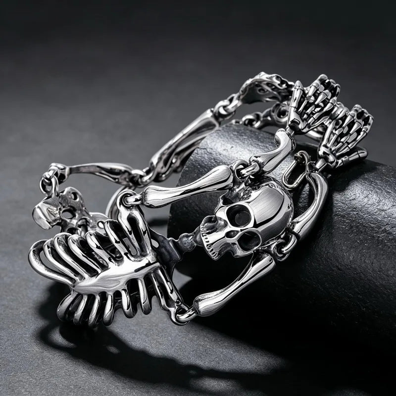 Gothic Skull Body Chain Bracelet — Stainless Steel