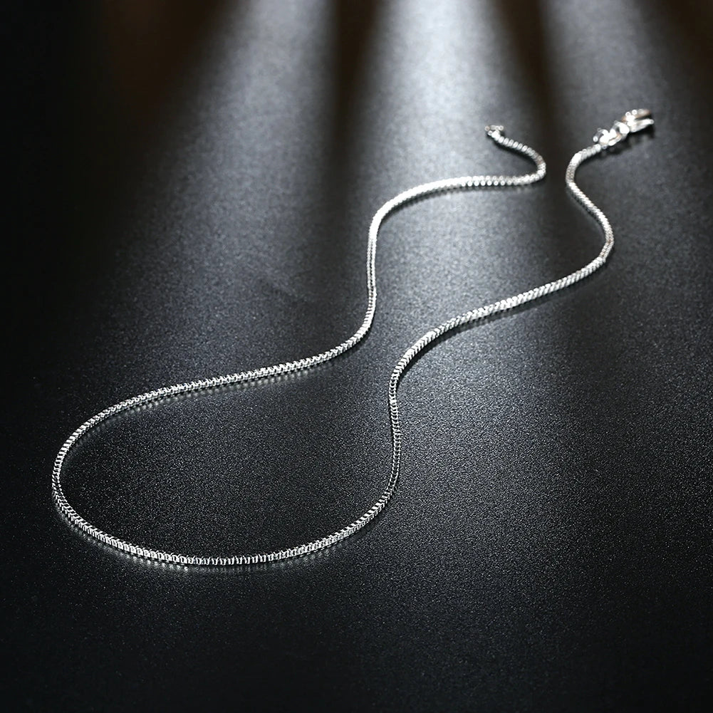10pcs 16-24inch 925 Sterling Silver fashion 1MM Box chain for women Men necklace Charms wedding party jewelry Christmas gifts
