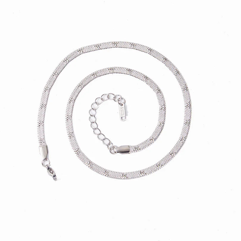 1pc Fashion Unisex Snake Chain Stainless Steel Jewelry Flat Snake Herringbone Chain Necklaces for Women Men New Trend