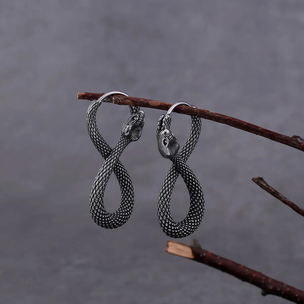 Animal Snake Hoop Earrings Punk Men Women — Stainless Steel