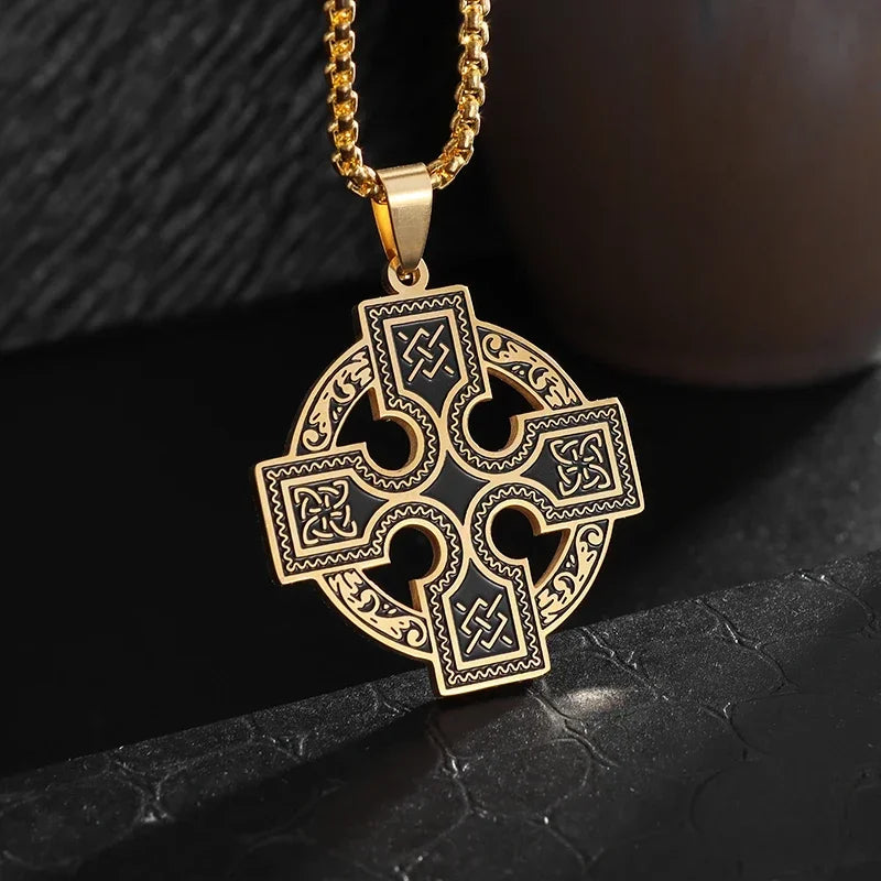 Witch Knot Necklace Celtic Knot Pendant Stainless Steel Amulet Triskelion Ankh Cross Pentagon Jewelry Birthday Gift for Women