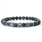 Vintage Mens Bracelet Beaded Om Mani Padme Hum Mantra Braslet Viking Jewelry Accessories Natural Lava Tiger Eyes Stone