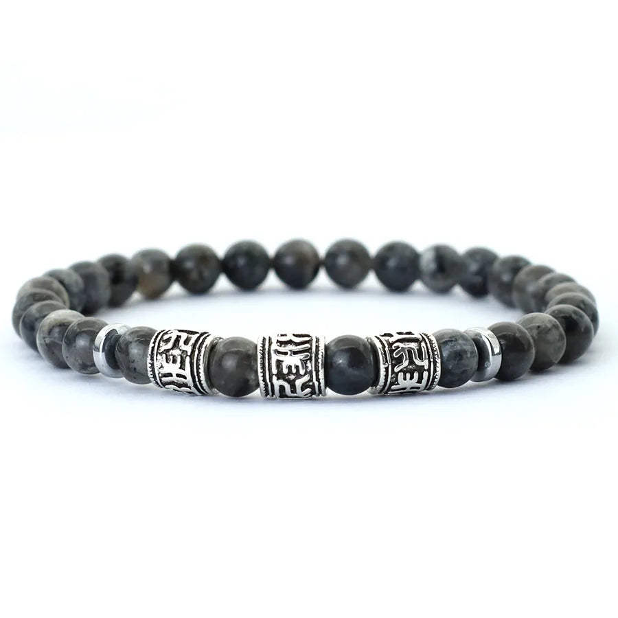 Vintage Mens Bracelet Beaded Om Mani Padme Hum Mantra Braslet Viking Jewelry Accessories Natural Lava Tiger Eyes Stone
