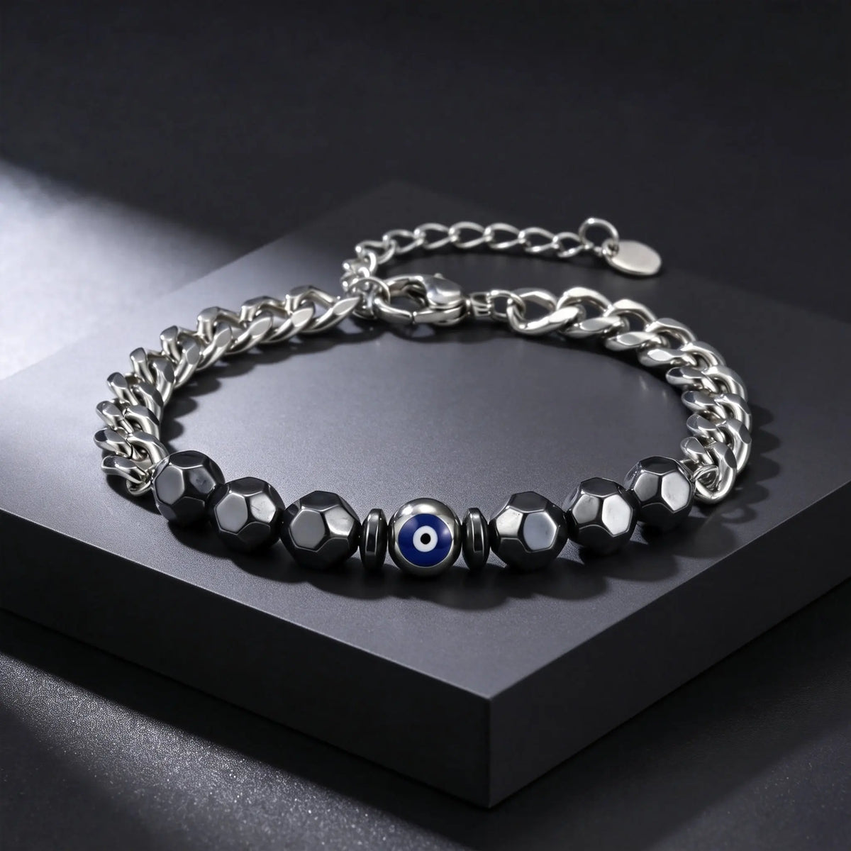 Evil Eye Cuban Chain Bracelet — Stainless Steel