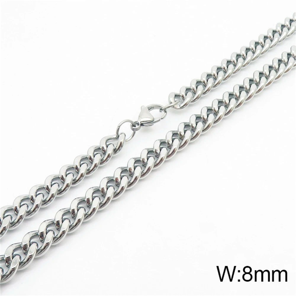 Punk Curb Cuban Link Chain Men Women Stainless Steel Long Necklace Fashion Tide Hip Hop Sweater Accessories Party Jewelry Gifts