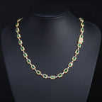 Tennis Chain Necklace Stainless Steel Green CZ