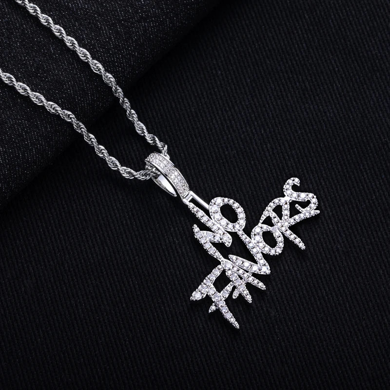 Iced Out Letter Pendant — 14K Gold