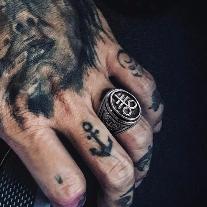 Leviathan Cross Signet Ring — Stainless Steel