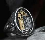 Retro Ocean Lighthouse Ring for Men — Stainless Steel