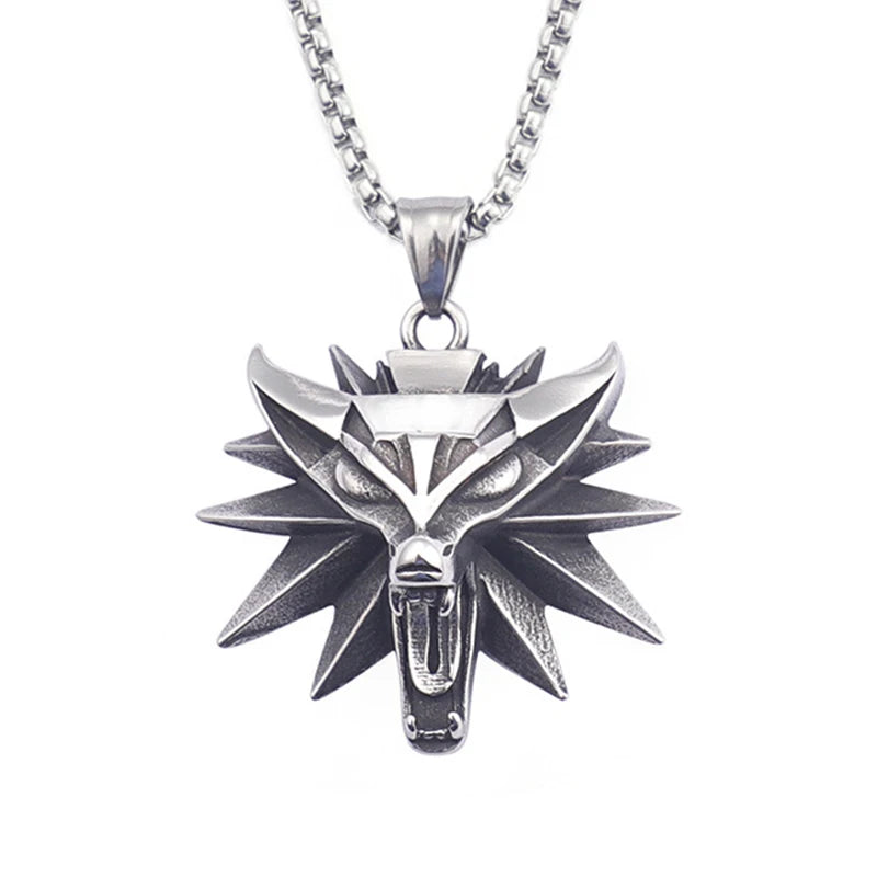 Wolf Stainless Steel Pendant Necklace