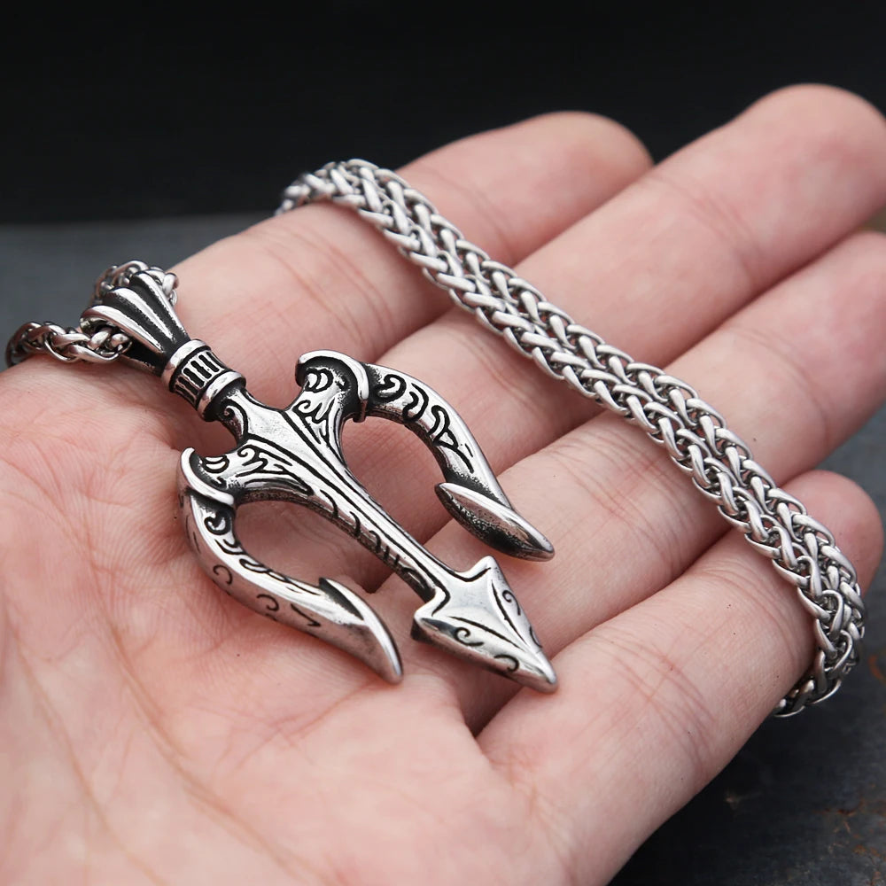 Poseidon Trident Pendant — Stainless Steel
