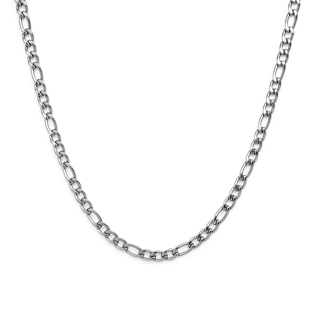 Necklace for man Stainless Steel Figaro Chain 58cm, Non-Tarnish NK 3:1 Link Necklace, Waterproof Minimalist Hip Hop Jewelry