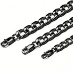 HNSP PVD Gold Plated 316L Stainless Steel Cuban Link Chain Necklace For Men Multi Size Thick Curb Chain Waterproof