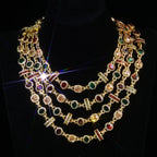 Cross Chain Necklace Iced Out Colorful Gemstone