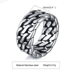 Cuban Twisted Chain Ring 10mm — Stainless Steel