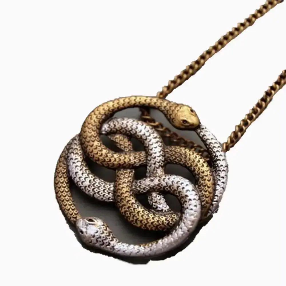 Vintage Fashion Punk Twisted Snake Pendant Necklace Jewelry Women's Men's Snake Knot Articulated Snake Pendant Chain