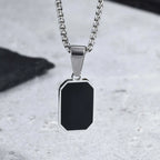 Black Enamel Rectangle Rope Chain Pendant