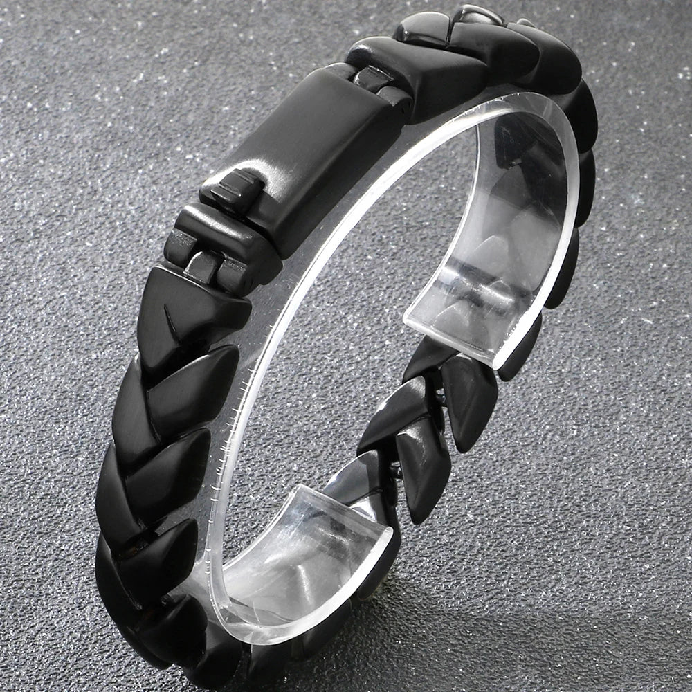 Matte Brushed Stainless Steel Bracelet for Man 11MM Wide Cuban Link Chain Bracelets Waterproof Gold/Silver Color