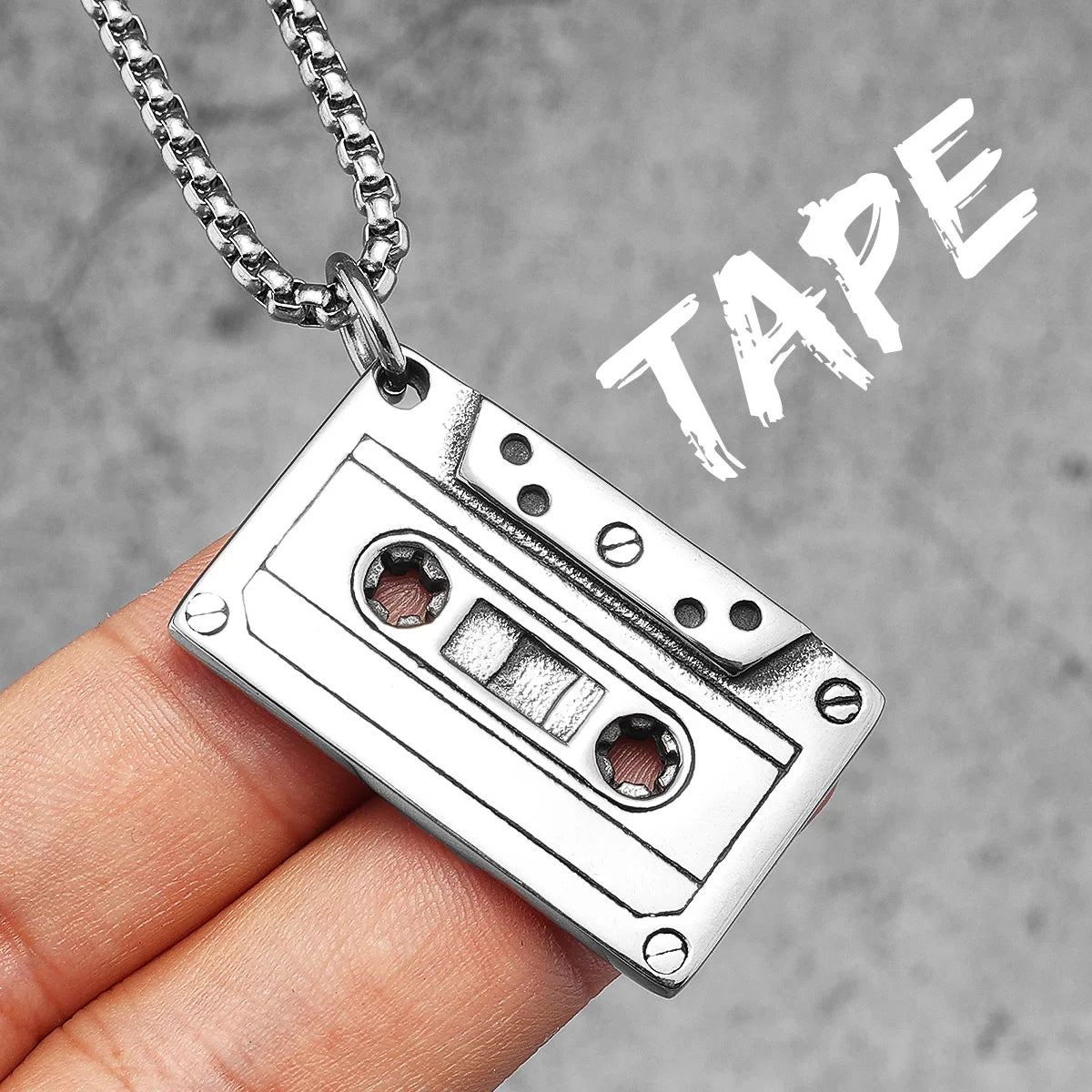 Guitar Tape Pendant Necklace Stainless Steel