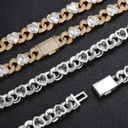 Iced Out Heart Cuban Chain Necklace Stainless Steel
