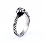 Punk Vintage Viking Snake Ring Men Women Stainless Steel Animal Ring Fashion Simple Biker Amulet Jewelry Gifts