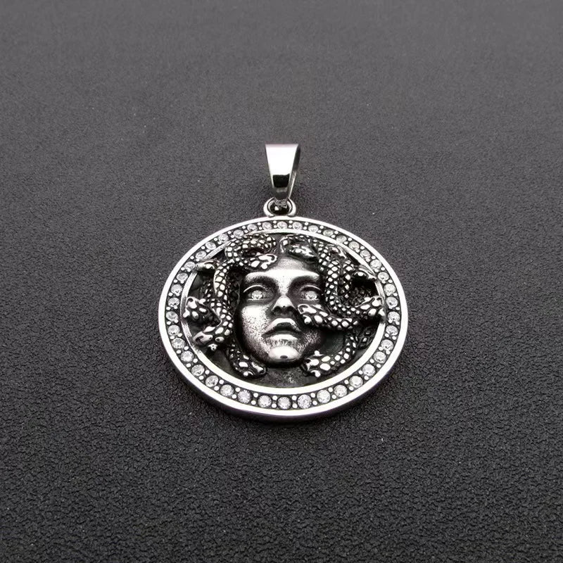 Greek Medusa Snake Pendant Necklace — Stainless Steel
