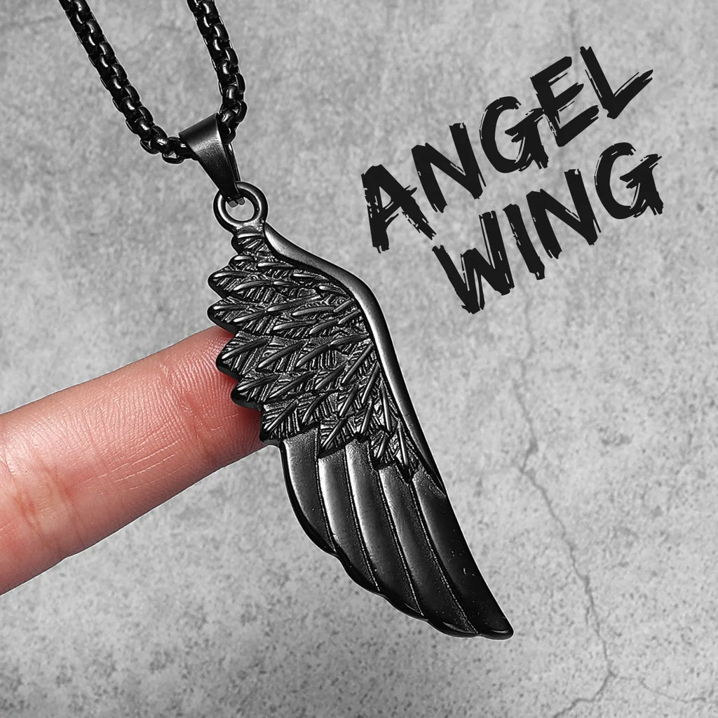 Angel Wing Pendant Necklace — Stainless Steel