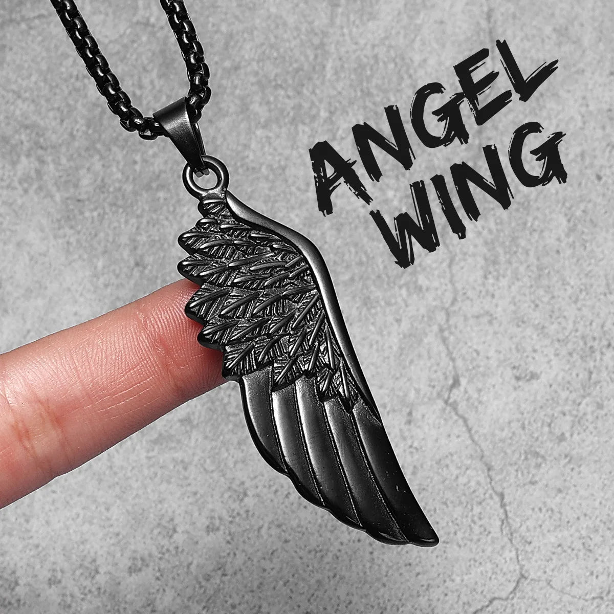 Angel Wing Pendant Necklace — Stainless Steel