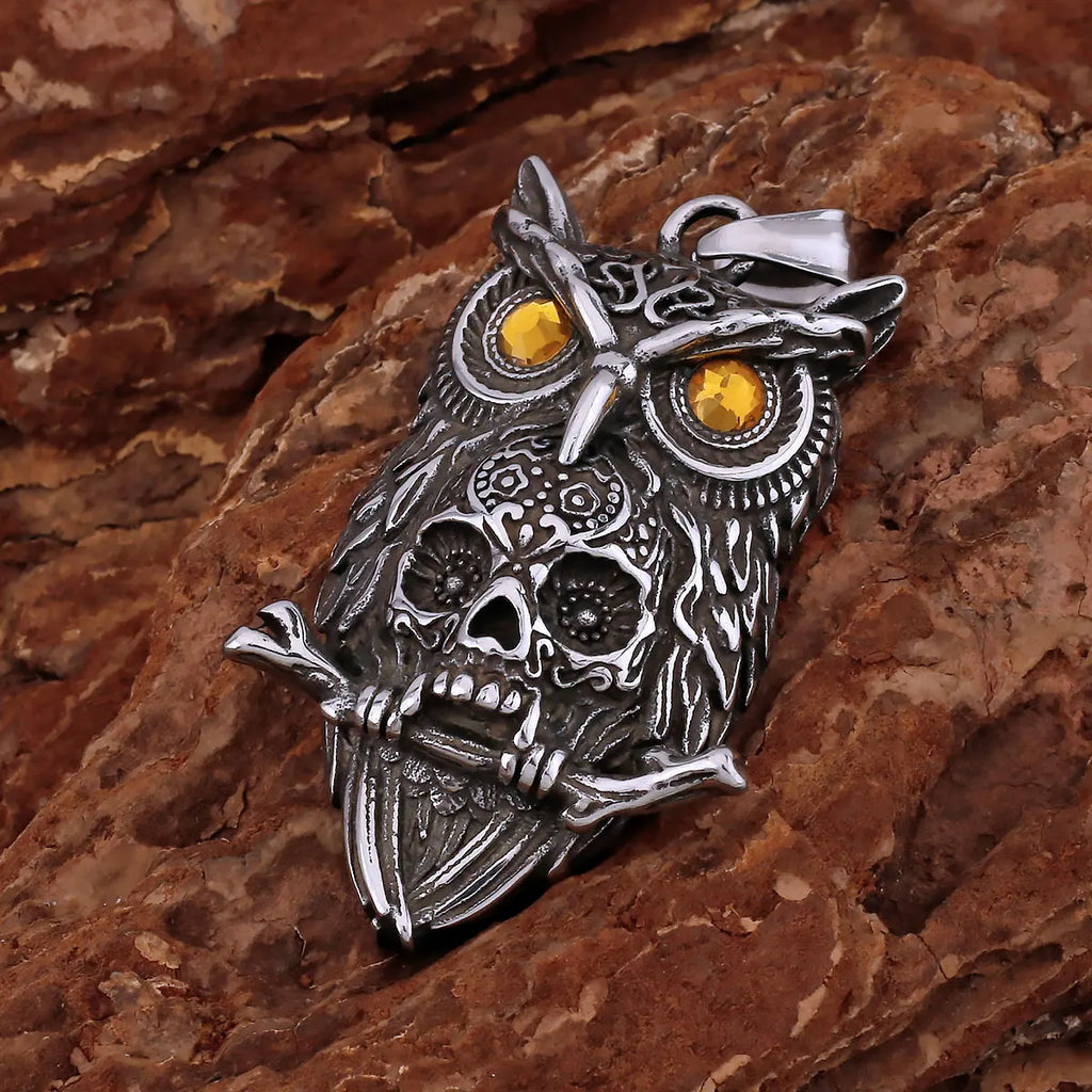 Viking Ghost Skull Pendant Necklace — Stainless