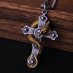Gothic Skull Cross Dragon Pendant Necklace — Stainless Steel