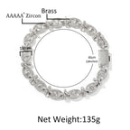 7"-22" Hip Hop 5A+ CZ Stone Paved Bling Iced Out 18mm wide Fatima Eye Cross Link Chain Bracelet for Men Rapper Jewelry
