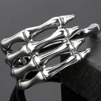 Gothic Stainless Steel Open Cuff Bangle Bracelet For Man Punk Skull Hand Shaped Men's Bracelets Rockers' Jewelry