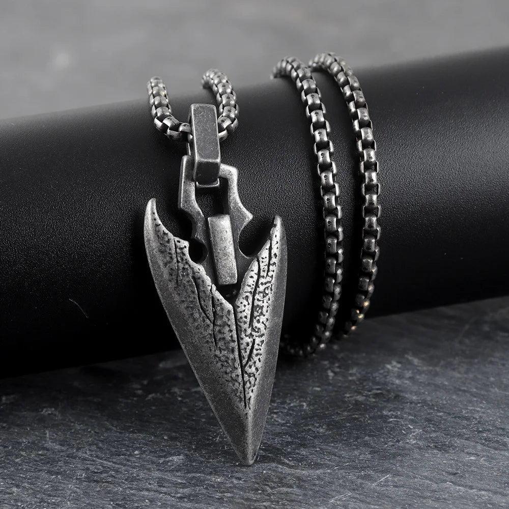 Silver Viking Spear Pendant Necklace Norse
