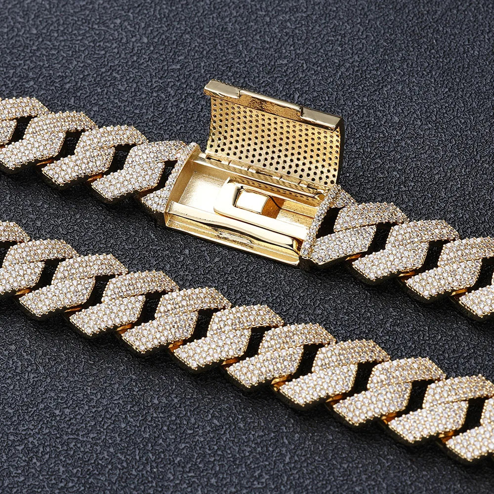 Iced Out Cuban Chain Necklace Stainless Steel 15MM